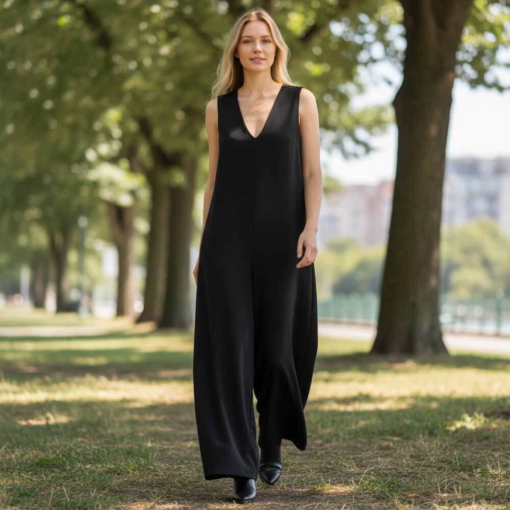 Osklen Superlight Black Jumpsuit NWOT Size M Minimalistic Designer Sleeveless
